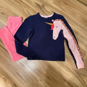 Cat & Jack Navy and Pink Unicorn Sweater- size 7/8